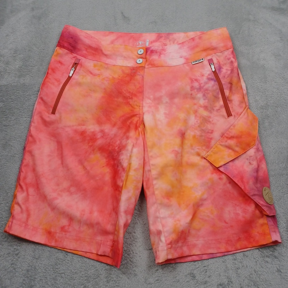 Maloja Shorts Womens XL Red Tie Dye Pockets Outdoor Activewear